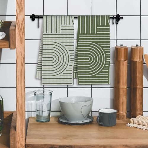 Abstract Boho Sage Green Kitchen Towels (Green / Casual)