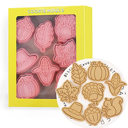 8 Pcs Thanksgiving Cookie Cutters Set 3D Pumpkin (Thanksgiving (8 Pcs))