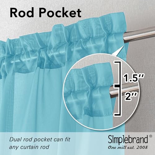 Turquoise Sheer Curtains 84 Inches Long 2 Panels (Turquoise / 42"W x 84"L (Pack of 2))