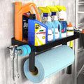 Wall Mounted Paper Towel Holder with Shelf for Garage (Black-garage)