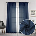 Sheer Window Curtains 108 inch Length 2 Panels Set (Navy Blue / 42"W x 108"L (Pack of 2))