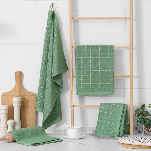 100% Cotton Terry Kitchen Towels (Grass Green / 20 X 28 - 8 Pack)