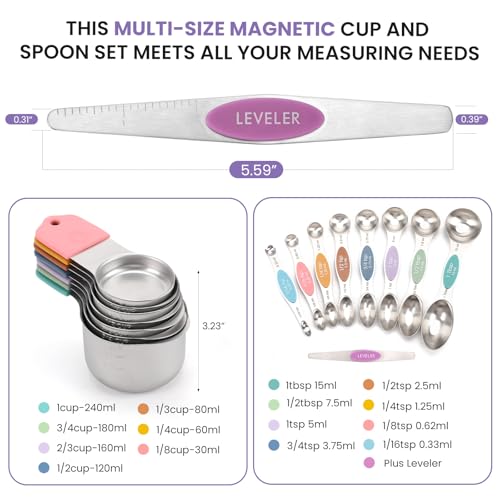 Magnetic Measuring Cups and Spoons Set (Color)