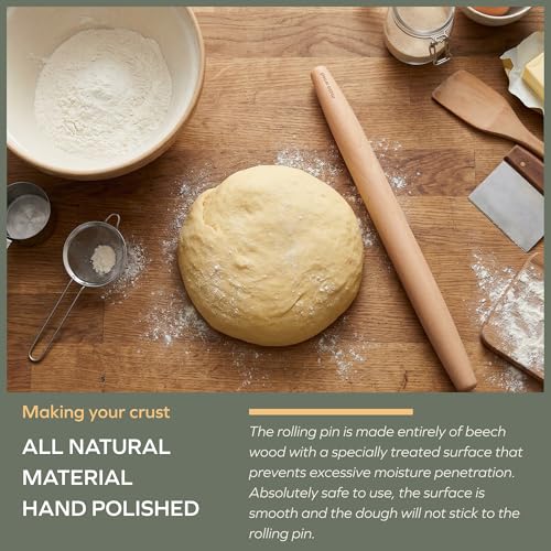 Wooden Rolling Pin for Baking (15.75in Beech French Rolling pin)