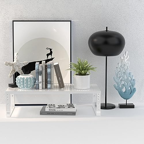 Expandable Adjustable Stackable Kitchen Organizer (1 Pack/White / 7.87"D x 16.6"~26.5"W x 6.1"/7.5"H)