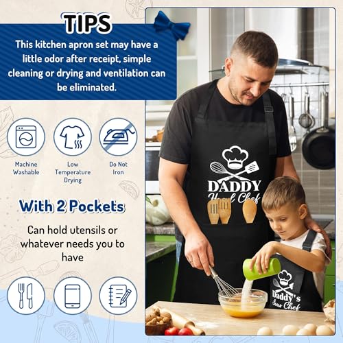 R HORSE 2Pcs Adults Kids Matching Apron Set (Black Daddy)