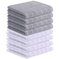 100% Cotton Terry Kitchen Towels (White and Light Grey / 13 X 28 - 8 Pack)