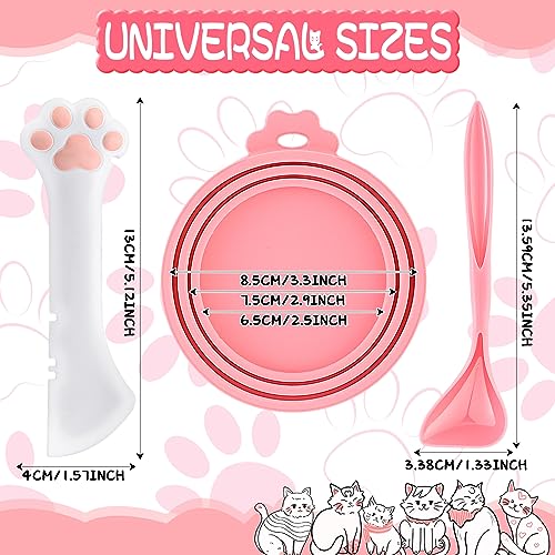 8 Pcs Cat Food Can Covers Lids Set (Pink)