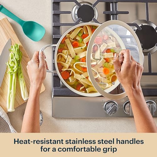 10 Inch Stock Pot Ceramic Cookware with Lid & Stainless Steel Handles (Stock Pot)