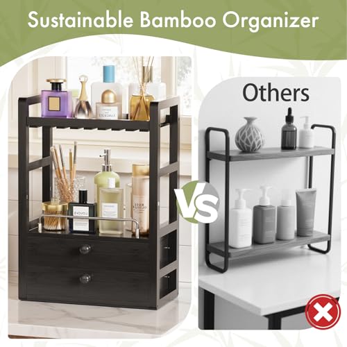 Bamboo Bathroom Counter Organizer (Black)