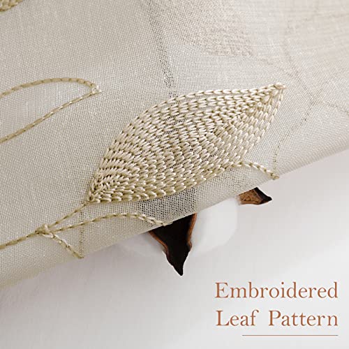 Taupe Sheer Curtains Leaf Embroidered (52"W x 84"L (Pack of 2) / 2-taupe/Beige)