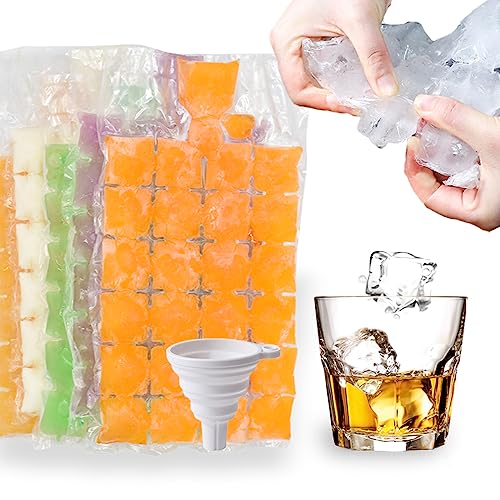50PC Disposable Ice Cube Bags with Silicone Funnel (50 count pack)