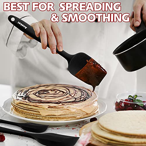 Silicone Spatula Set of 5 (Essential Spatula Set / 5 Pcs Spatulas (Black))