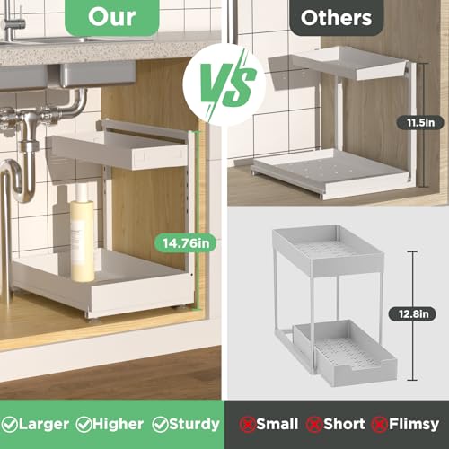 Under Sink Organizer Bathroom Kitchen (cream white)