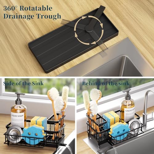 Sponge Holder for Kitchen Sink (Black / Large)