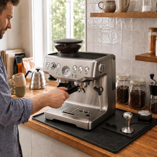 3-in-1 Silicone Mat for Breville Espresso Machine 870/880: Coffee Bar Mat + Top Mat + Tamping Mat – Food-Grade Silicone, Waterproof, Non-Slip, Heat-Resistant, Breville Espresso Machine Accessories