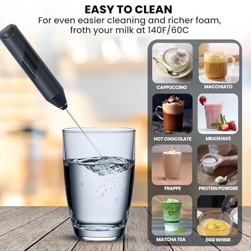 Milk Frother with Stand (Pure Black)