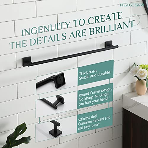 Towel Rails Bathroom Towel Bars Matte Black 24 Inch Bath Towel Holder for Cabinet Kitchen Wall (Matte Black / 24-Inch (2 Pack))