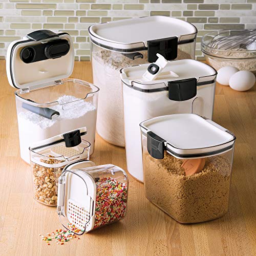 ProKeeper Baker's Airtight Kitchen Storage Canister Container Set for Flour (Black Latches / 6- Piece)