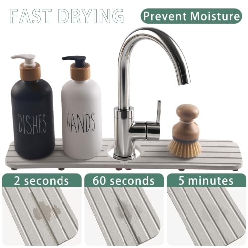 Faucet Mat for Kitchen Sink (Pale Gray / 17.3" x 3.9" x 0.5")