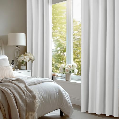 100% Blackout Linen Curtains 108 Inch Long for Living Room Bedroom (Silver Grey/Linen Total Blackout / 52"W x 108"L (Pack of 2))