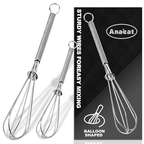 Small Wire Whisk Set of 2 (6+8 inch / 2 Pieces Silver)