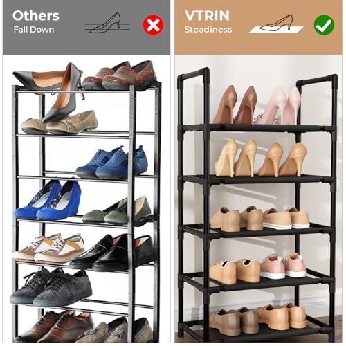10 Tiers Tall Shoe Rack Holds 20 (Black / 17" Wide - 10 Tier)
