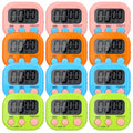 Digital Timers for Classroom Kids Kitchen Timers for Cooking 12 Pc (Pink, Blue, Green, Orange / 12Pcs)