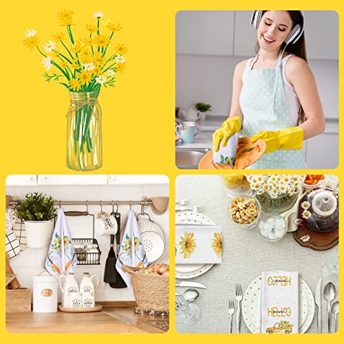 6 Pcs Sunflower Kitchen Towels Yellow Daisy Dishcloth Decorative (Daisy)