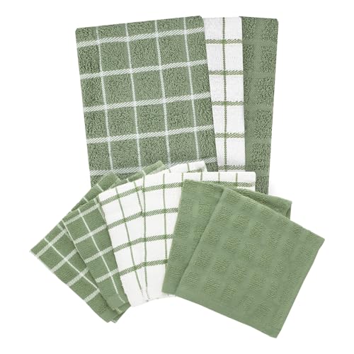 Premium 3 Pack Kitchen Towel & 6 (Juniper / 9-Pack Bundle)