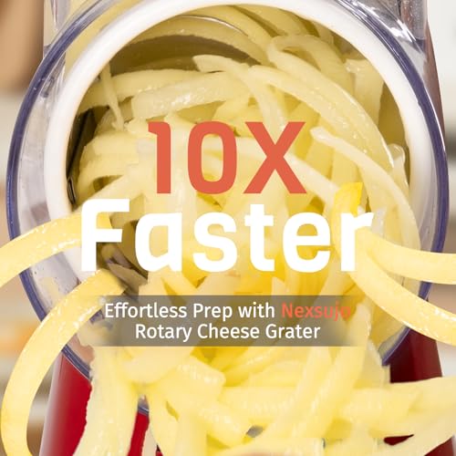 Red Hand Crank Rotary Cheese Grater (Red / 3 Blades)