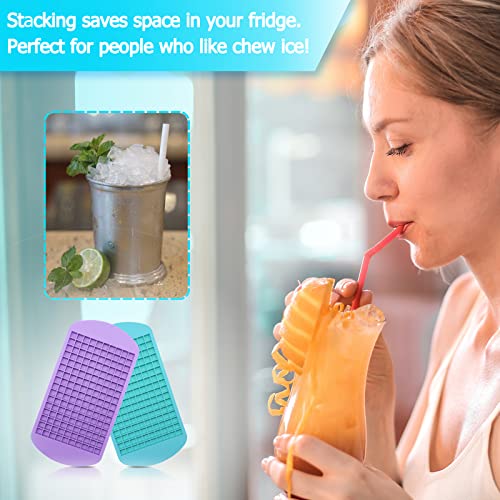 Silicone Mini Ice Cube Trays 2 Pack (Purple, Blue)