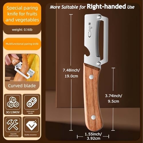 Vegetable Peeler Wooden Handle Sharp Stainless Steel Blade for Fruit (Standard / Silver/Burlywood)