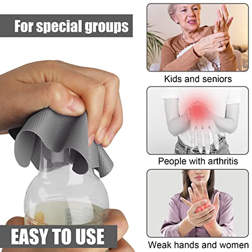 4pcs Jar Opener Gripper Pad for Seniors with Weak Hands (Light blue square shape+gray round shape)