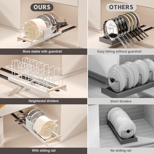 Pull Out Pots and Pans Organizer Under Cabinet (White)