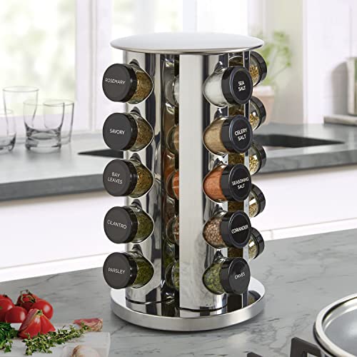 20 Jar Revolving Countertop Spice Rack with Spices Included (Classic / 20-Jar)