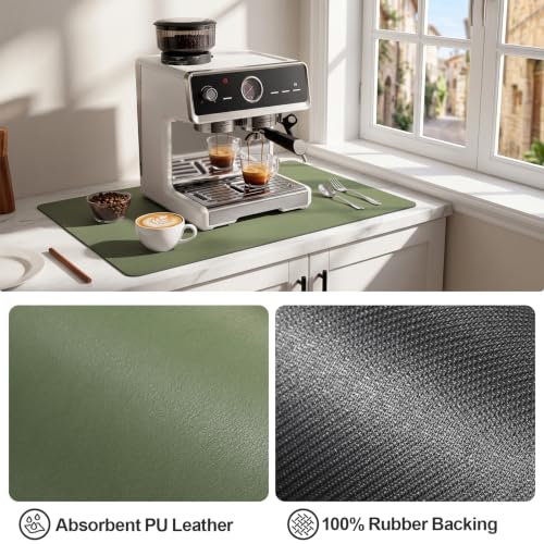 Coffee Mats for Coffee Bar Accessories (Green / 24" x 16")