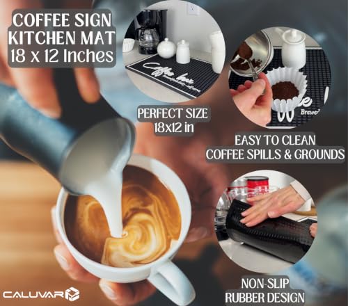 Brewed Fresh Daily Silicone Coffee Bar Mat 18x12 in (Coffee Bar Brewed Fresh)