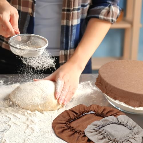 10 Pcs Reusable Bowl Covers in 5 Size (Brown / Earth Tone Style)