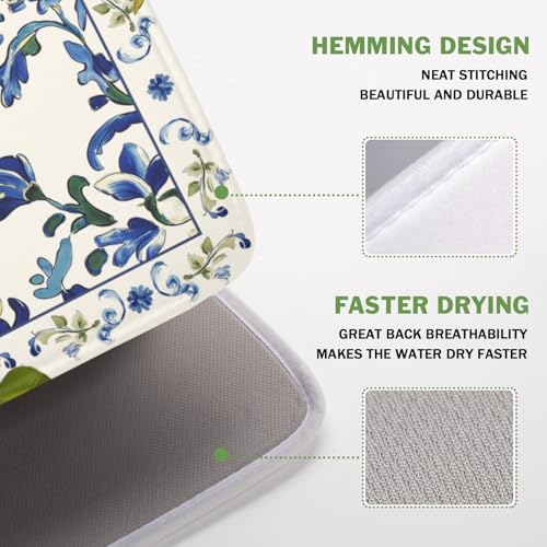 Lemon Dish Drying Mat 18x16 Inch (lemon Blue Yellow / 18" x 16")