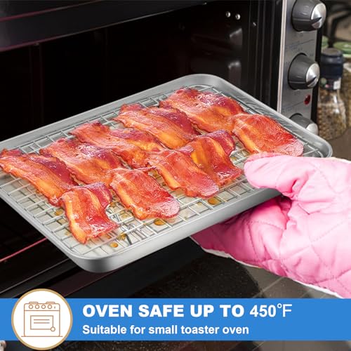 12.5+9 Inch Toaster Oven Pan Tray with Wire Rack (12.5 + 9 Inch)
