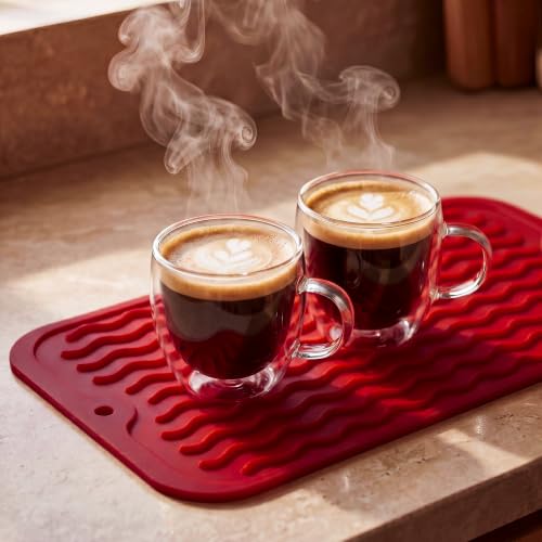 Silicone Dish Drying Mat for Multiple Usage (Red / 12"L x 6"W)