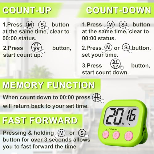 Classroom Timer for Kids Teachers 4 Pack Digital Timers (Blue & Green)