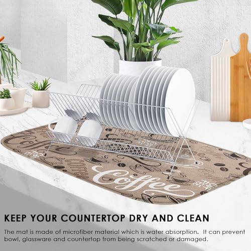 Absorbent Dish Drying Mat for Kitchen 18" x 24" (18" x 24" / Coffee 5)