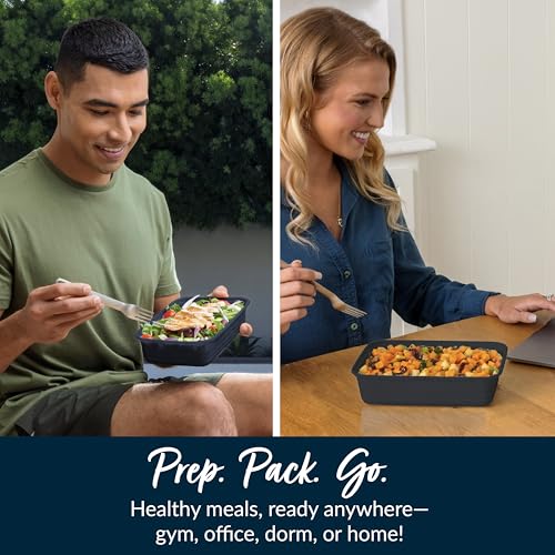 Prep - 20-Piece 1-Compartment Reusable Meal Prep Containers with Lids, PFAS & BPA Free Materials, Durable, Microwave, Freezer, & Dishwasher Safe To Go Food Storage (Navy Blue) (Navy Blue)