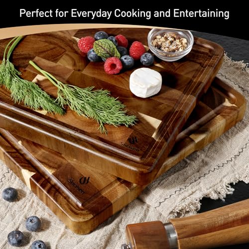 End Grain Cutting Board Set of 2 with Non (Set of 2)