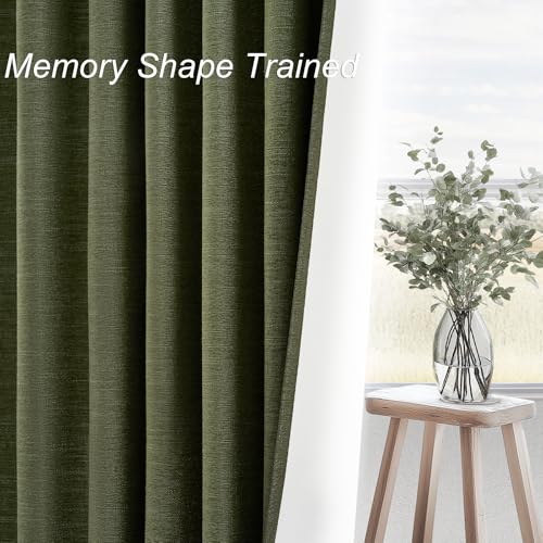 90 Inch Long Linen Blackout Curtains 2 Panels Set (Olive Green / 52"W x 90"L (Pack of 2))