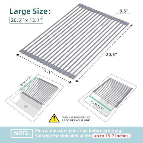 Dish Drying Rack Over The Sink (Gray / 20.5"W x 13.1"L)