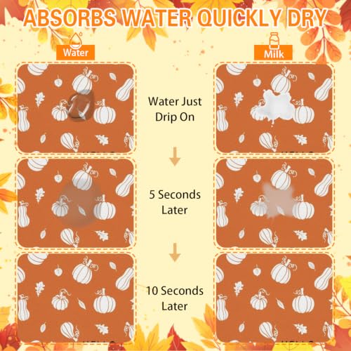 Fall Dish Drying Mat Autumn Decor Kitchen Countertop (Orange 2 / 31.5" x 17")