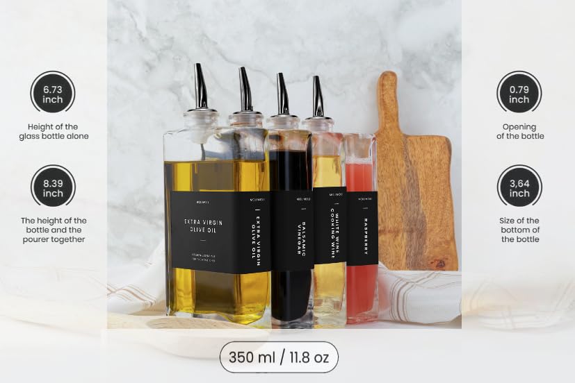 Olive Oil Dispenser Bottle for Kitchen (Black / 500ml, Set of 4)